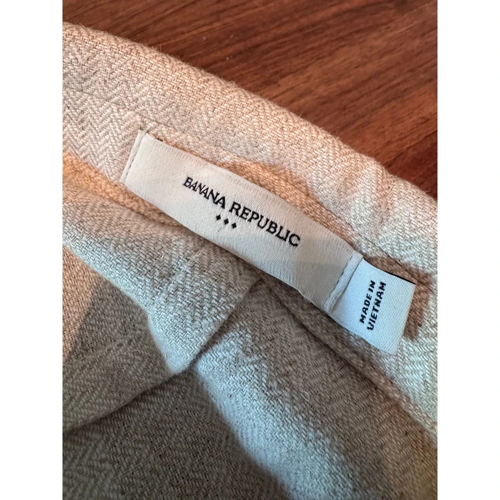 Banana Republic Mens Tailored Linen Blend Herringbone Blazer Beige 42S $450